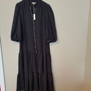 Max Studio Navy Floral Tiered Maxi Dress